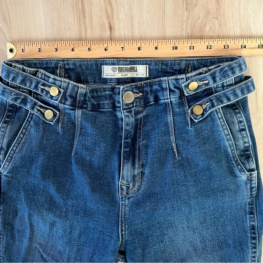 Rock & Roll Denim High Rise Flare Jean Pants - Picture 8 of 9